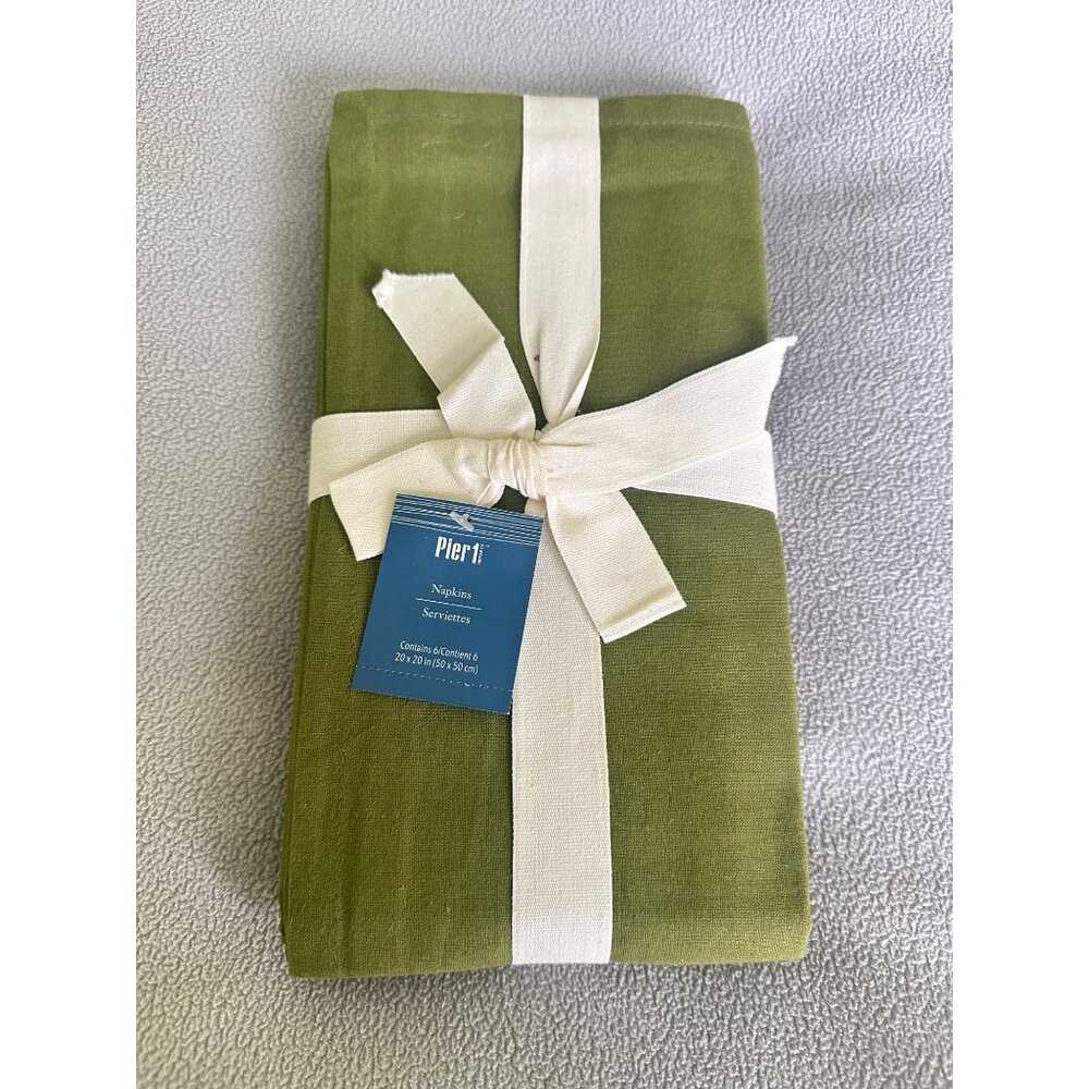 Pier 1 Imports Napkins Green Cloth Table Napkins Easter‎ Cotton 20x20 Lot 6